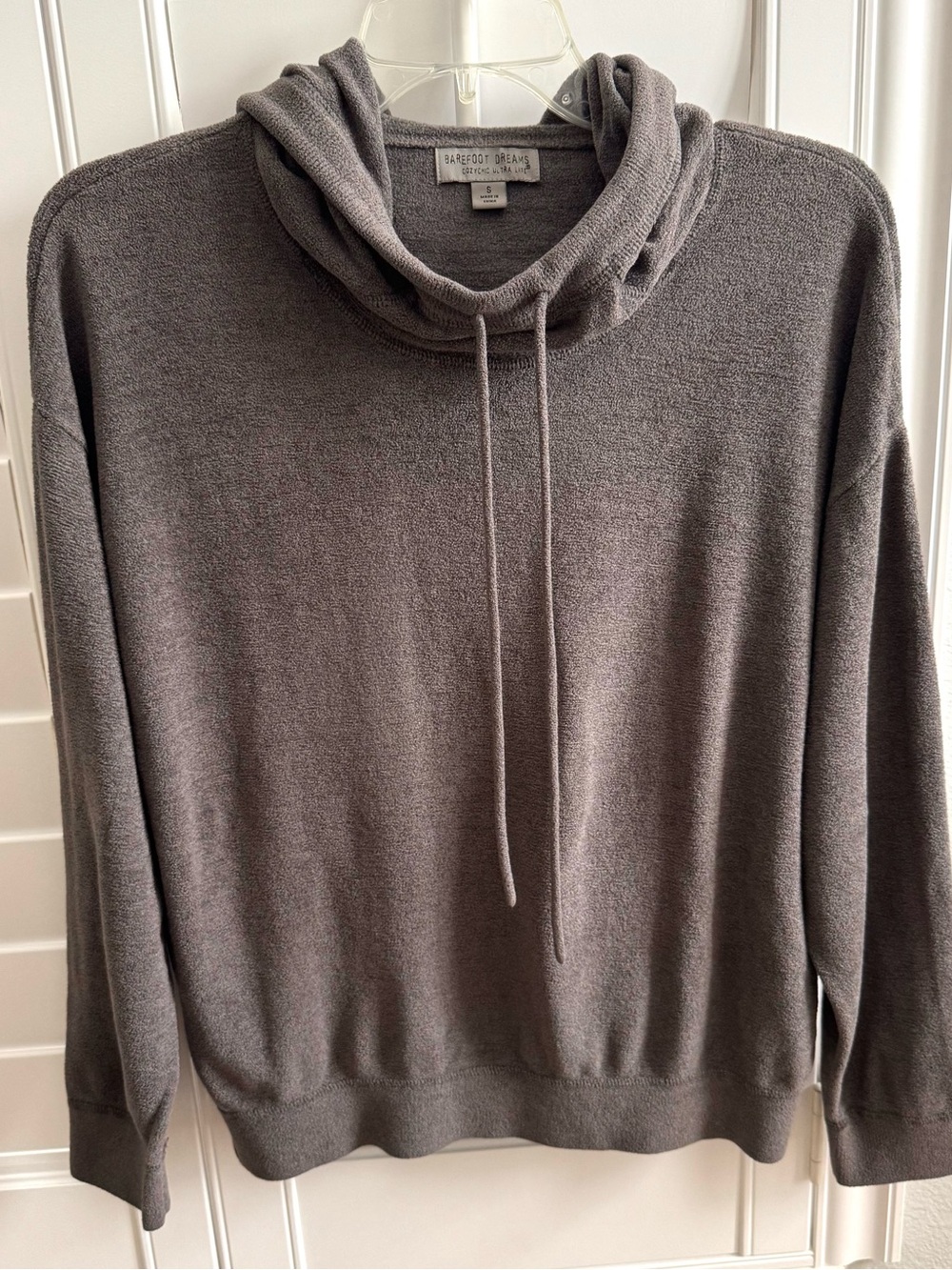 Barefoot Dreams CozyChic Ultra Lite gray Funnel neck hoodie sweatshirt Small